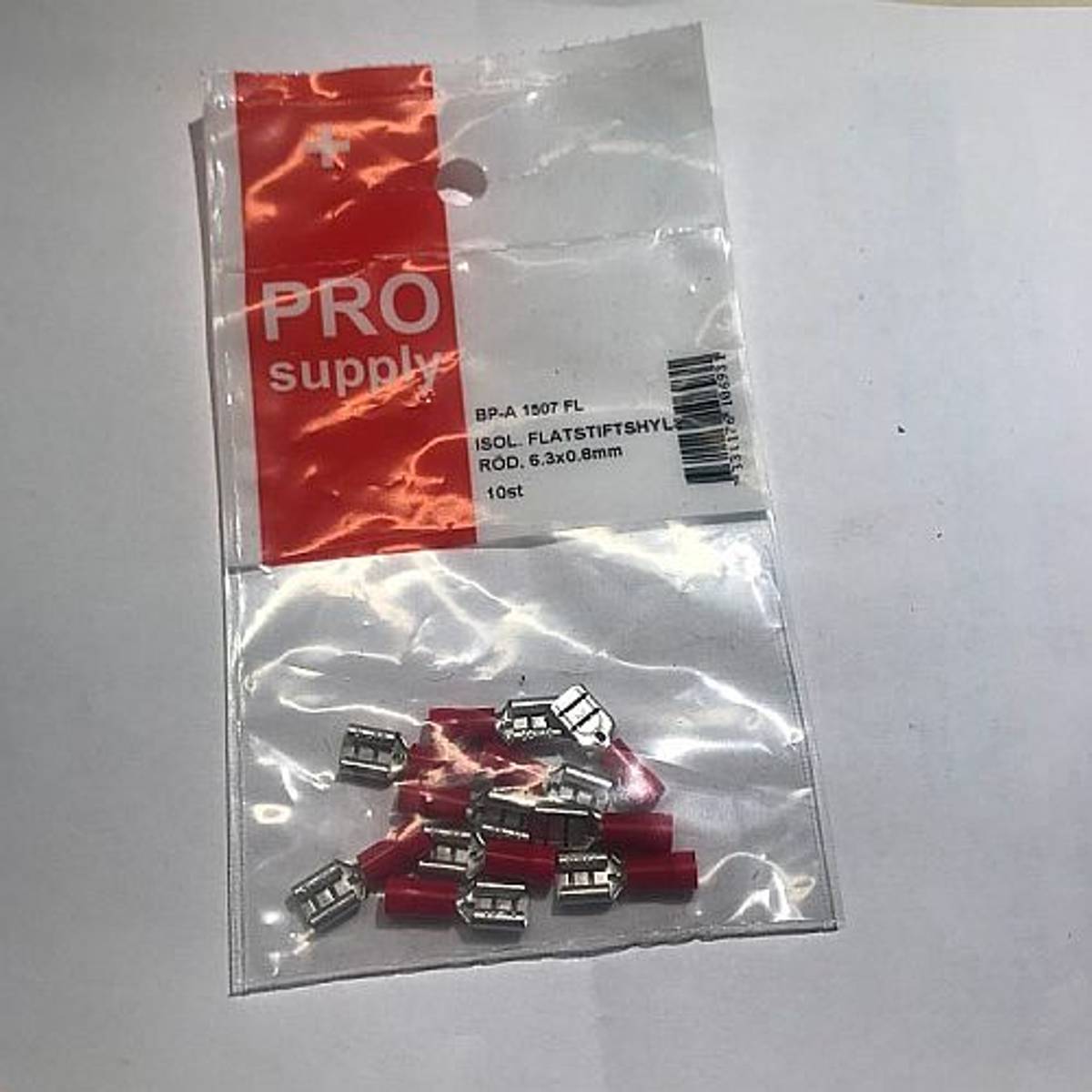 Kabelsko flatstifthylse 6,3mm ,rød